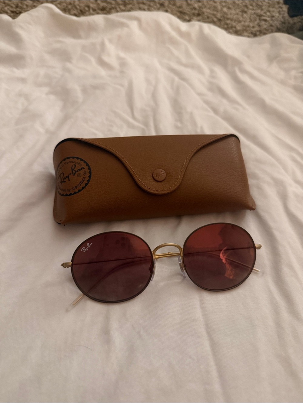 Ray-Ban Gold Frame Sunglasses with Brown Gradient Lenses